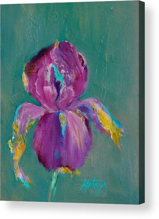 Iris Acrylic Print featuring the painting Le Fleur Violet by Nataya Crow