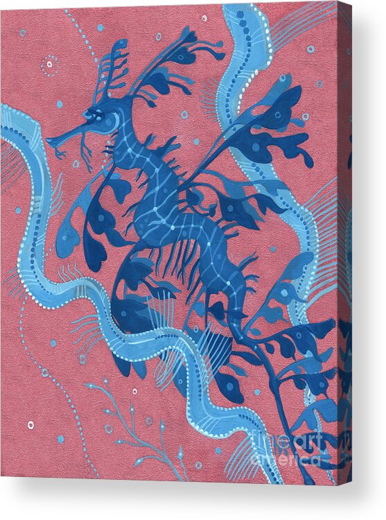Leafy Seadragon Acrylic Print featuring the painting Leafy Sea Dragon Seahorse by Julia Khoroshikh