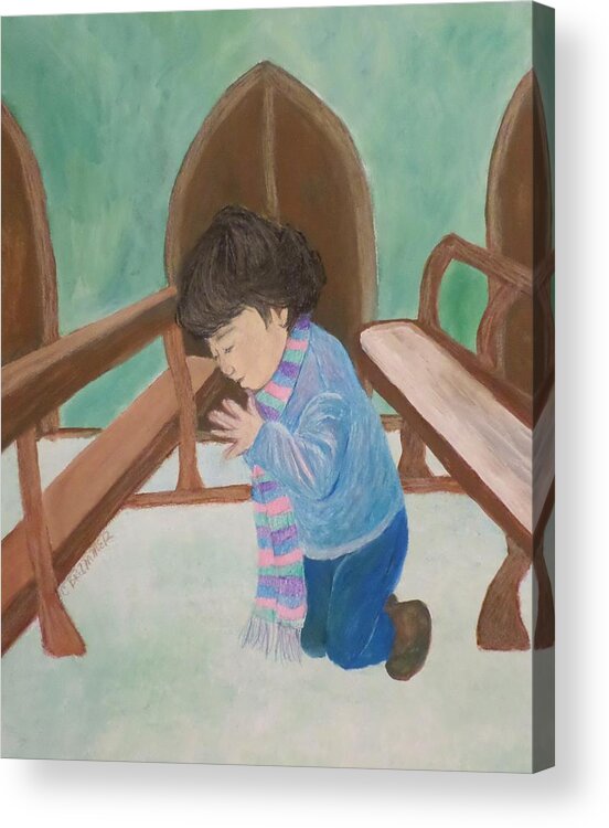 Children Praying Acrylic Print featuring the painting Let the Little Children Come to Him by Christy Saunders Church