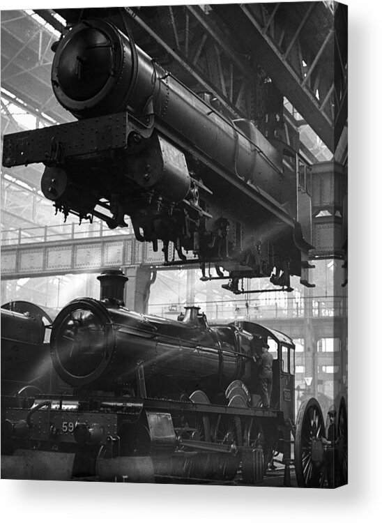 Working Acrylic Print featuring the photograph Locomotive Factory by Fox Photos