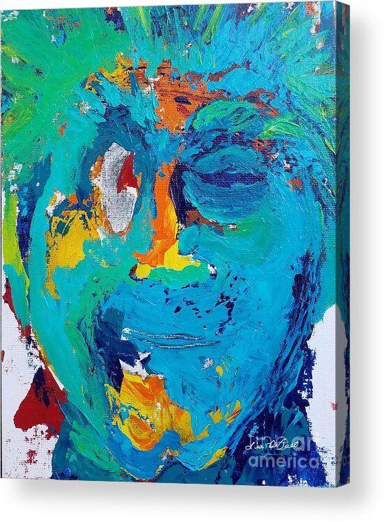 Abstract Portrait Acrylic Print featuring the painting Looking Through by Lisa Debaets