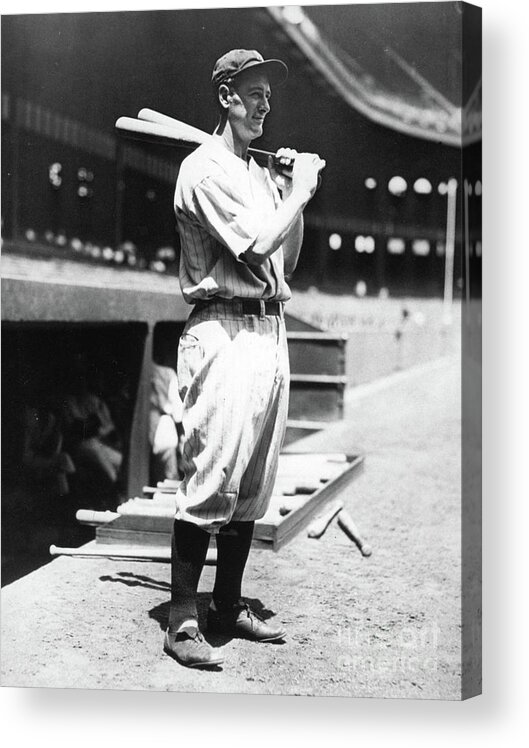 People Acrylic Print featuring the photograph Lou Gehrig Before The Game by Transcendental Graphics