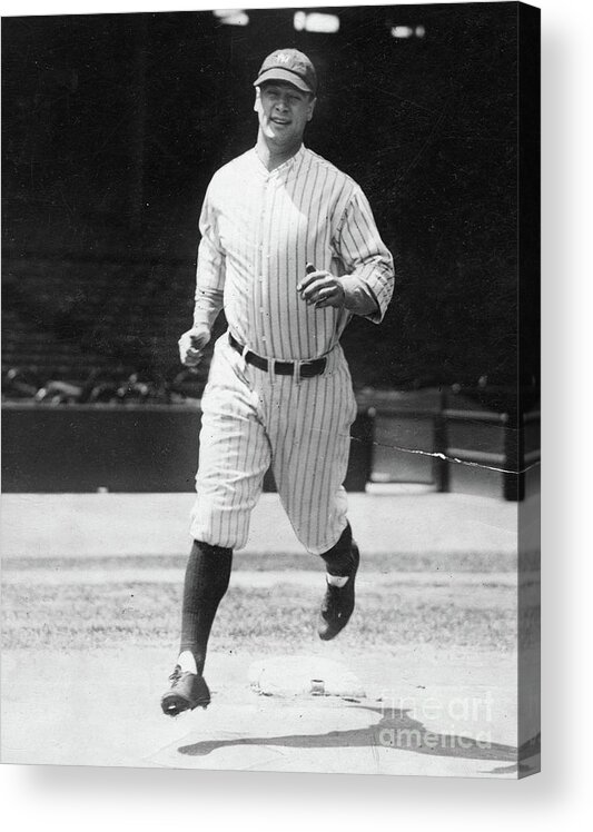 People Acrylic Print featuring the photograph Lou Gehrig Working Out by Transcendental Graphics