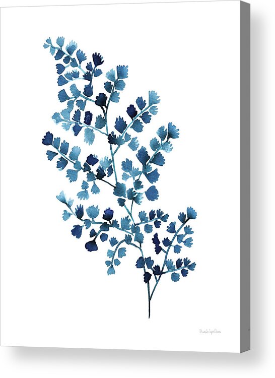Blue Acrylic Print featuring the painting Maidenhair Fern by Mercedes Lopez Charro