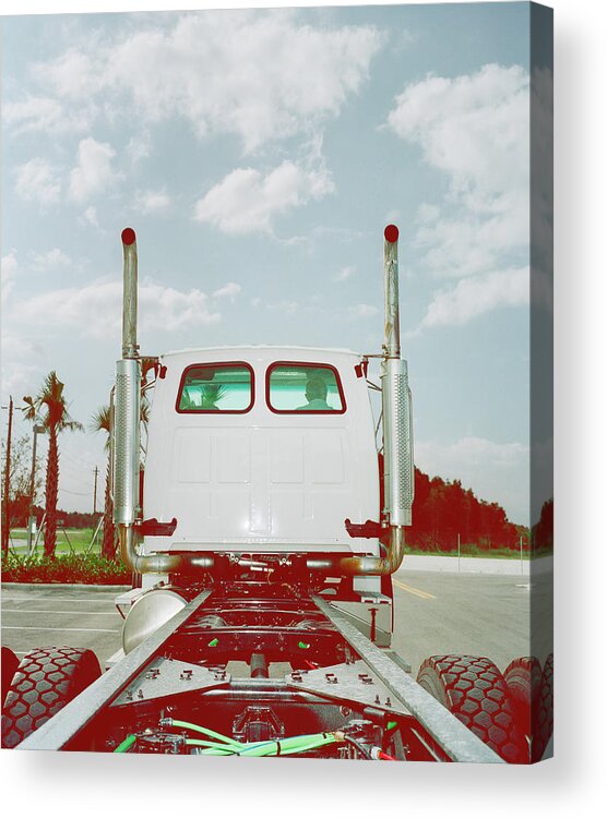 Outdoors Acrylic Print featuring the photograph Man Driving Truck, Rear View Cross by A.c.
