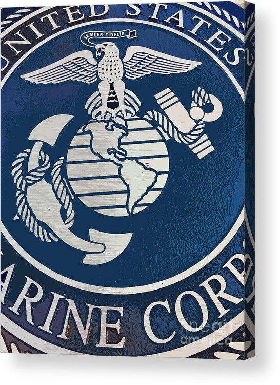 Military Acrylic Print featuring the photograph Marine Corp Emblem by Alan Metzger