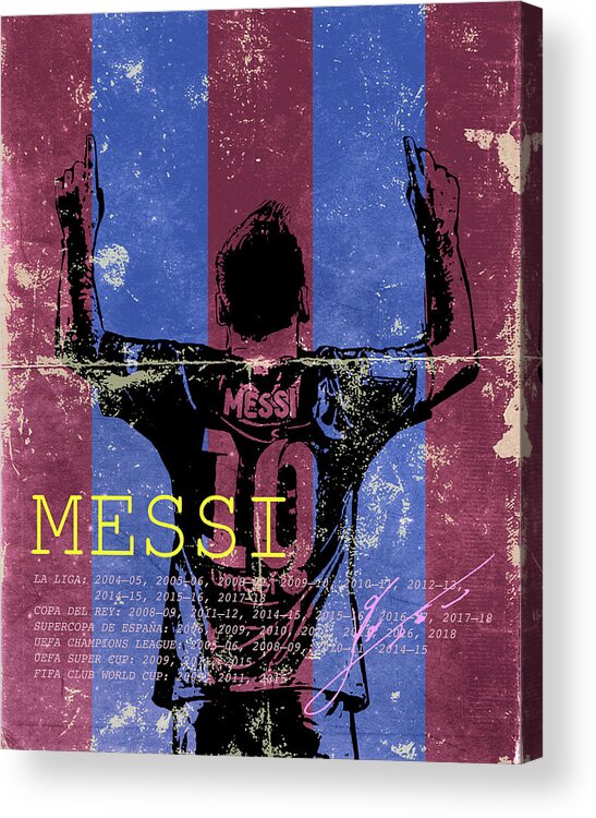 Football Acrylic Print featuring the painting Messi by Art Popop