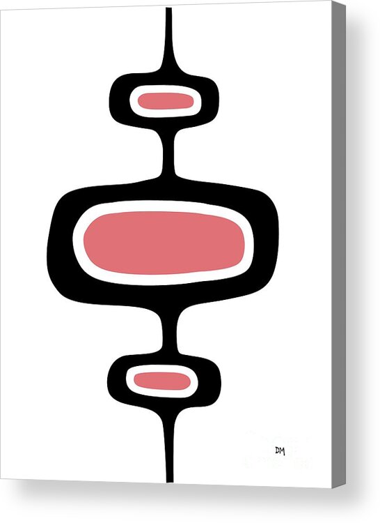 Mid Century Modern Acrylic Print featuring the digital art Mod Pod One in Pink by Donna Mibus