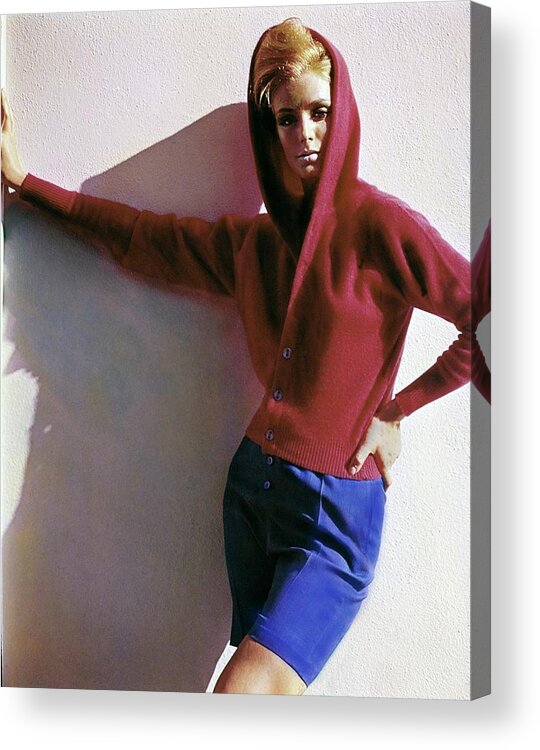 Fashion Acrylic Print featuring the photograph Model In A Hadley Sweater by Bert Stern