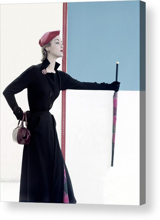 Fashion Acrylic Print featuring the photograph Model In A Harvey Berin Coat by Horst P. Horst