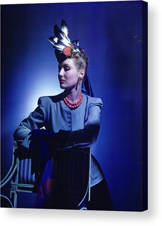 Accessories Acrylic Print featuring the photograph Model In A John Frederics Hat by Horst P. Horst