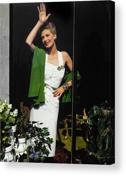 Fashion Acrylic Print featuring the photograph Model In A Peck & Peck Dress by Horst P. Horst