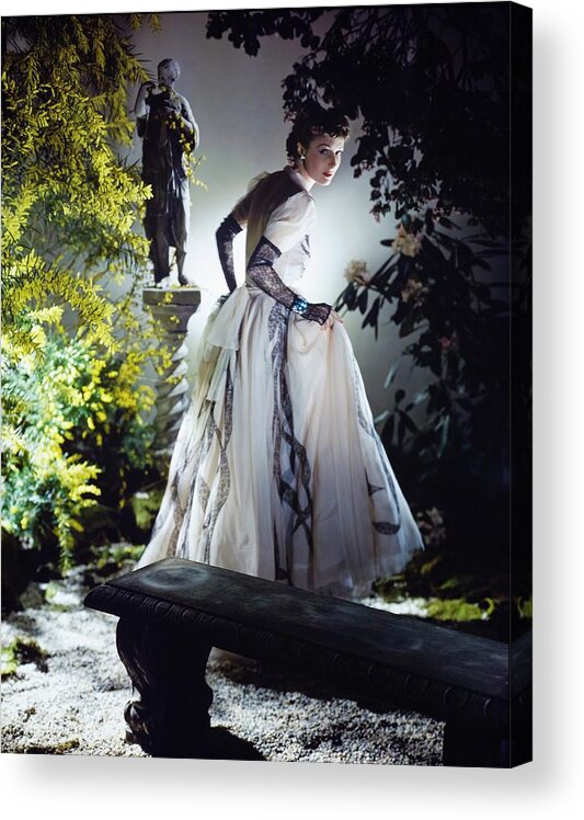Fashion Acrylic Print featuring the photograph Model In A Salon Moderne Dress by Horst P. Horst
