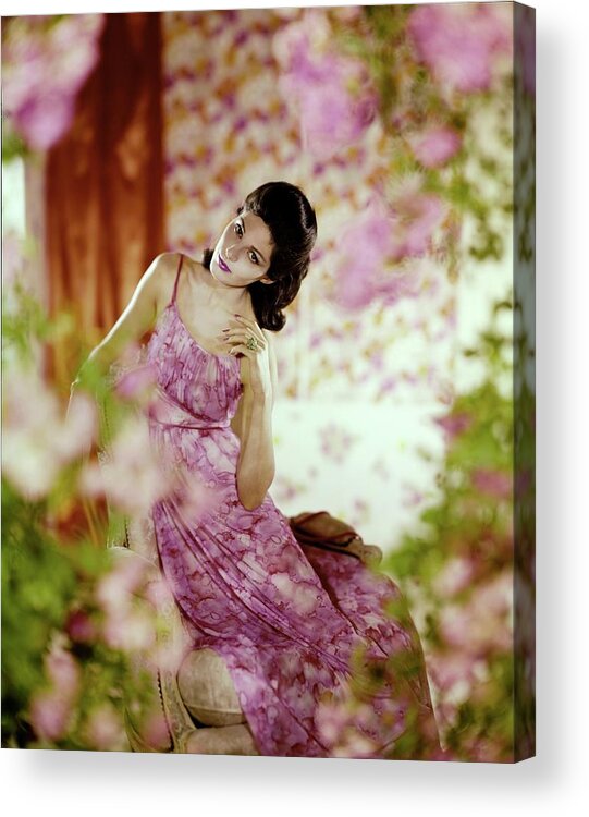 Fashion Acrylic Print featuring the photograph Model In A Vanity Fair Nightgown by Horst P. Horst