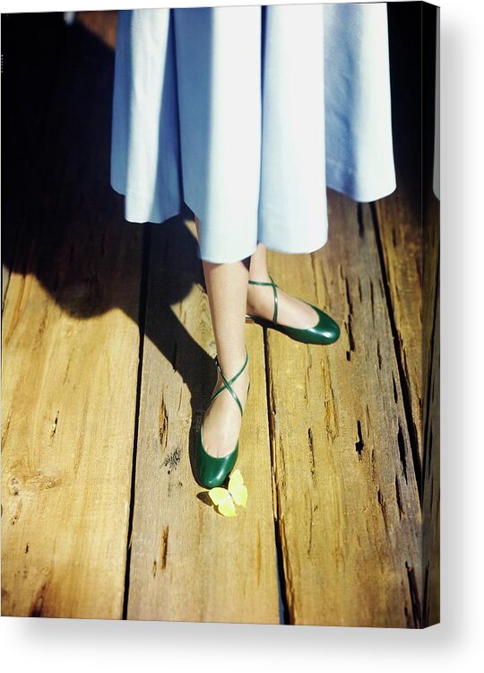 Fashion Acrylic Print featuring the photograph Model In Green Capezio Shoes by Horst P. Horst