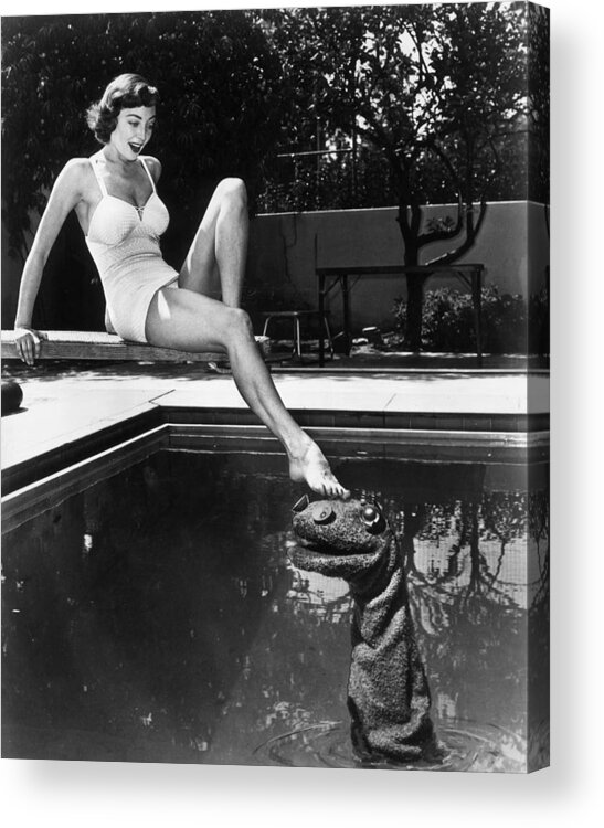 People Acrylic Print featuring the photograph Monster In My Pool by Hulton Archive