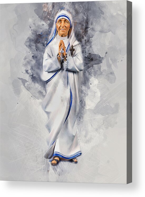 Mother Acrylic Print featuring the digital art Mother Theresa by Ian Mitchell
