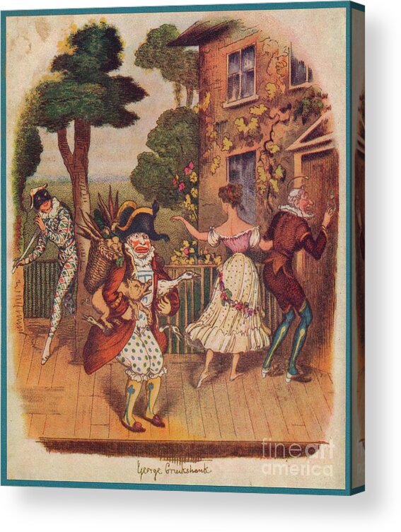 Engraving Acrylic Print featuring the drawing Mr Punch Or Pulcinella And Other by Print Collector