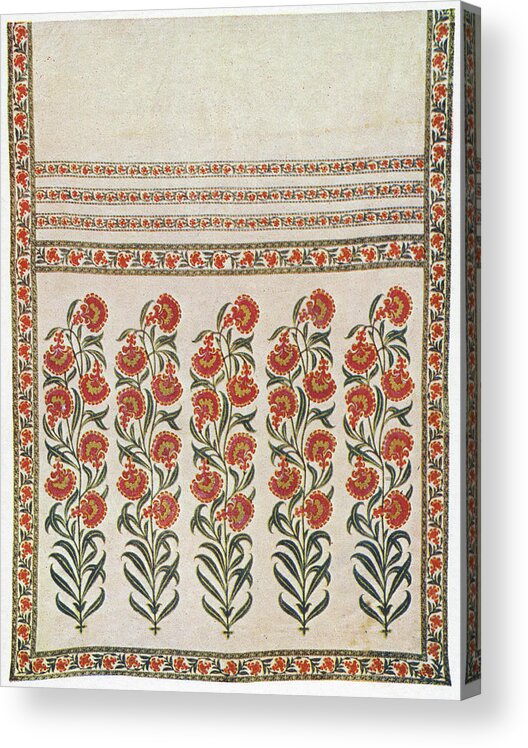Vertical Acrylic Print featuring the photograph Mughal Textile by Hulton Archive