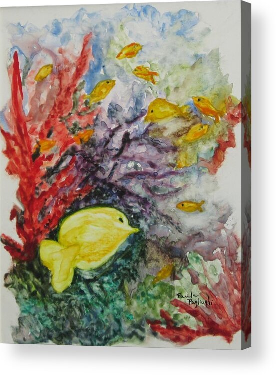 Watercolor Acrylic Print featuring the painting My World by Paula Pagliughi