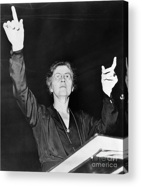Musical Conductor Acrylic Print featuring the photograph Nadia Boulanger Conducting Philharmonic by Bettmann