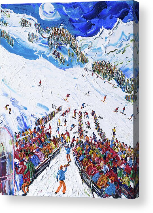 Austria Acrylic Print featuring the painting Obergurgl Nederhutte ski print by Pete Caswell