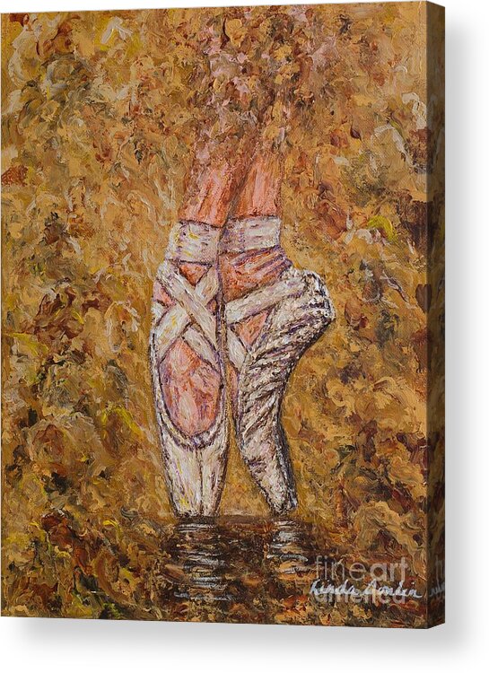 Ballet Acrylic Print featuring the painting On Pointe #2 by Linda Donlin