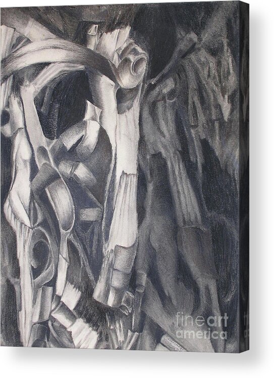 Charcoal Acrylic Print featuring the drawing Organic Jungle by Rosanne Licciardi
