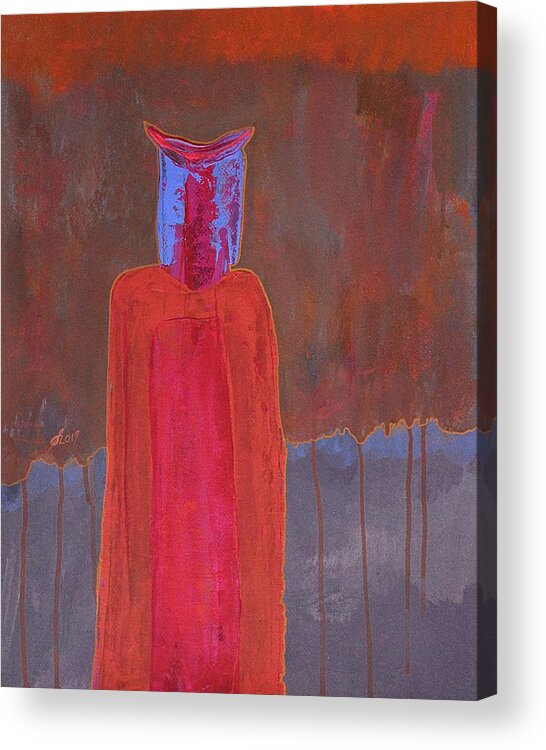 Shaman Acrylic Print featuring the painting Owl Shaman original painting by Sol Luckman