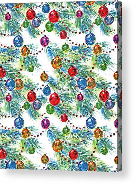 Background Acrylic Print featuring the drawing Pattern of Christmas Tree Bulbs by CSA Images