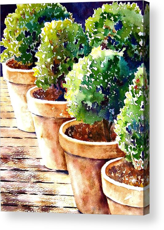 Clay Pots Acrylic Print featuring the painting Plants in Pots by Beth Fontenot