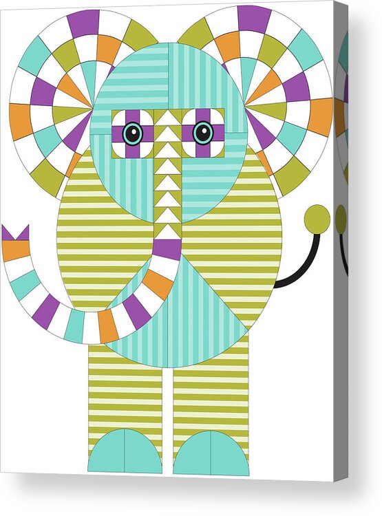Playful Modern Elephant Acrylic Print featuring the digital art Playful Modern Elephant by Mindy Howard
