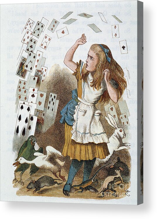Art Acrylic Print featuring the drawing Playing Cards - In “the Nursery “” Alice In Wonderland”” By Lewis Carroll, Illustration By John Tenniel by John Tenniel