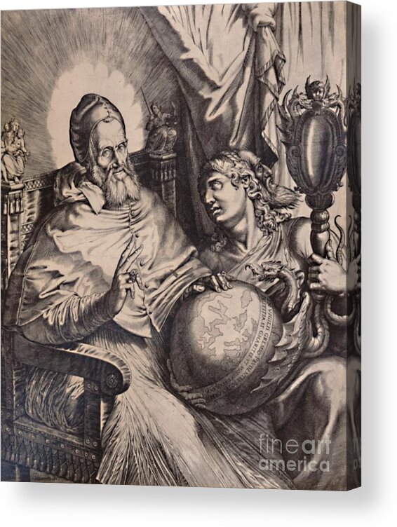 Letter B Acrylic Print featuring the drawing Pope Gregory Xiii 16th Century 1894 by Print Collector