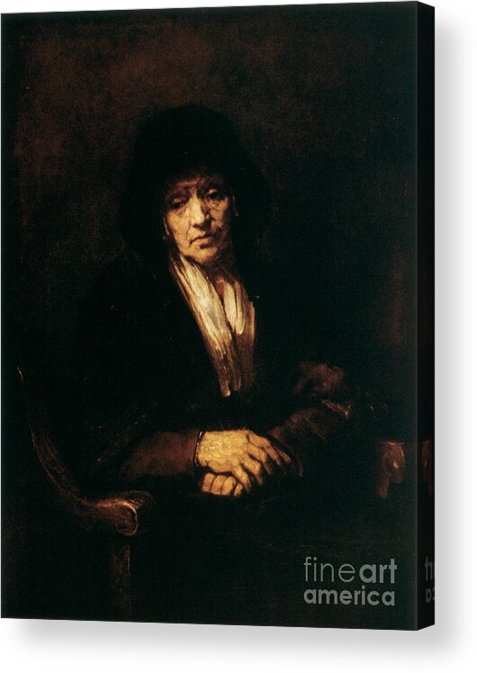 People Acrylic Print featuring the drawing Portrait Of An Old Woman, 1654. Artist by Print Collector