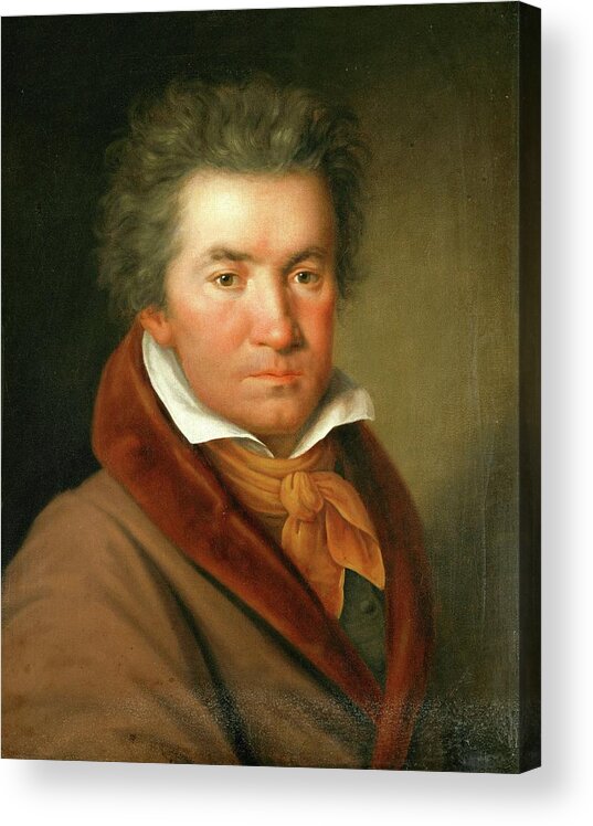 Ludwig Van Beethoven Acrylic Print featuring the painting Portrait of Ludwig van Beethoven -1770 - 1827- German composer and pianist., Artist unknown. by Album