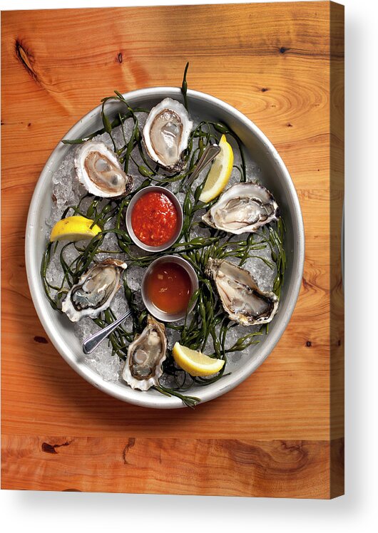 Oyster Acrylic Print featuring the photograph Raw Oyster Platter by Lara Hata