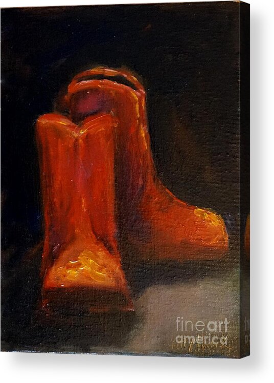 Boots Acrylic Print featuring the painting Red Cowgirl Boots by Katy Hawk