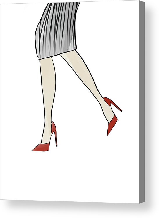 Red Acrylic Print featuring the mixed media Red Heels by Sundance Q