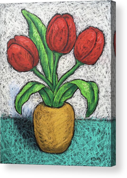 Tulips Acrylic Print featuring the painting Red Tulips by Karla Beatty