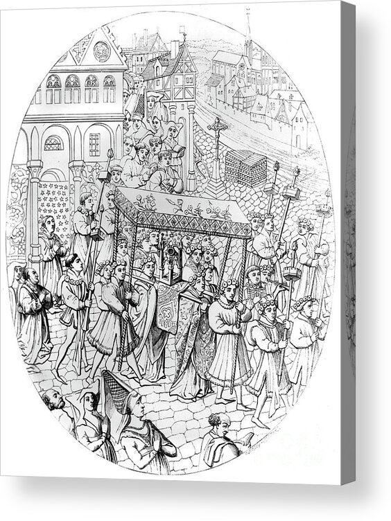 Engraving Acrylic Print featuring the drawing Religious Procession, 1449-1456 1849 by Print Collector