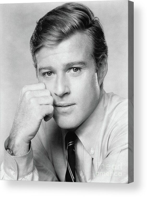 People Acrylic Print featuring the photograph Robert Redford Rests Cheek On Fist by Bettmann