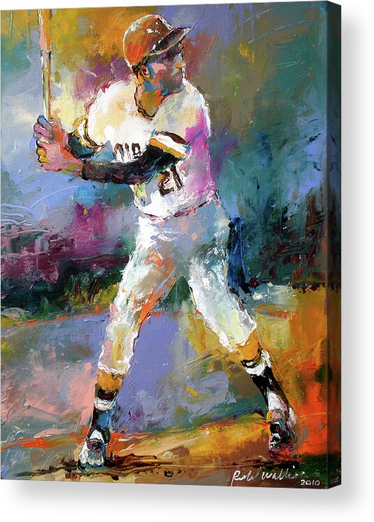 Roberto Clemente Acrylic Print featuring the painting Roberto Clemente by Richard Wallich