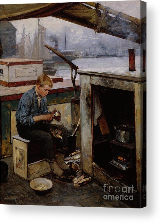 Oscar Wergeland Acrylic Print featuring the painting First-time sailor by O Vaering by Oscar Wergeland