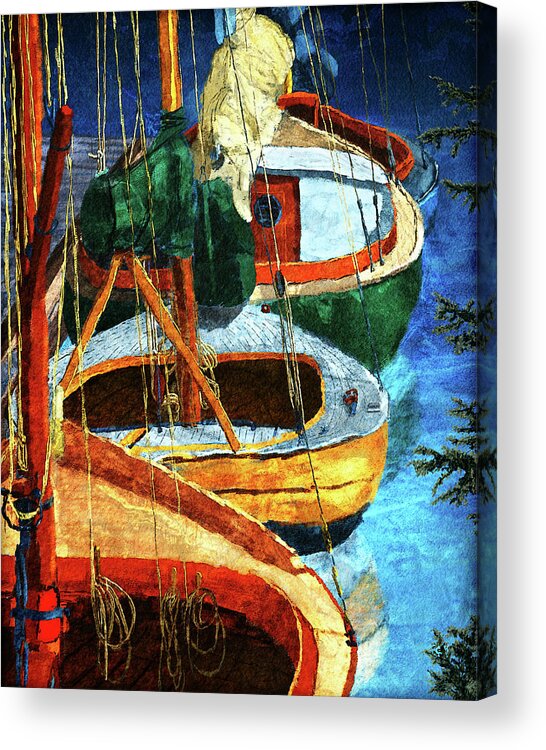 Sailboats Acrylic Print featuring the digital art Sailboats by Ken Taylor