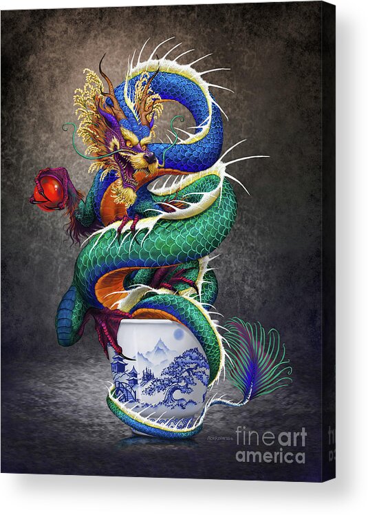 Sake Acrylic Print featuring the digital art Sake Dragon by Stanley Morrison