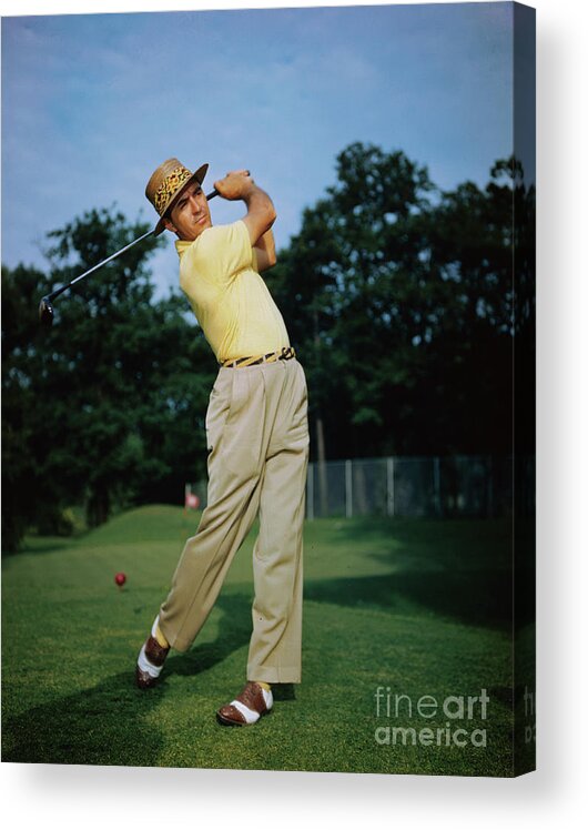 People Acrylic Print featuring the photograph Sam Snead Swinging Golf Club by Bettmann