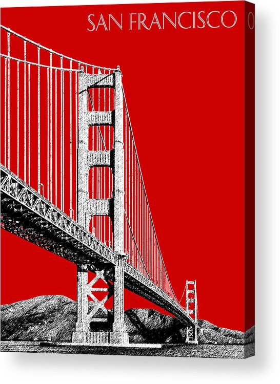 Architecture Acrylic Print featuring the digital art San Francisco Skyline Golden Gate Bridge 2 - Slate Blue by DB Artist