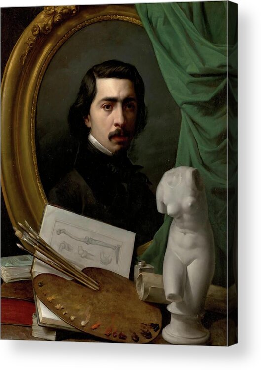Carlos Maria Esquivel Y Rivas Acrylic Print featuring the painting 'Self-Portrait'. Ca. 1856. Oil on canvas. by Carlos Maria Esquivel y Rivas -1830-1867-