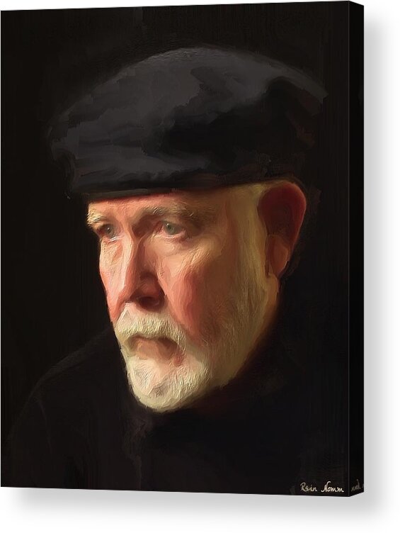  Acrylic Print featuring the digital art Self Portrait With Afghan Hat by Rein Nomm